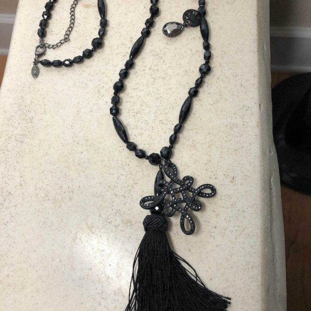 Chico's Black Beaded Evening Necklae